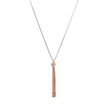 Two Tone Snake Chain Tassel Necklace w/Rose Gold