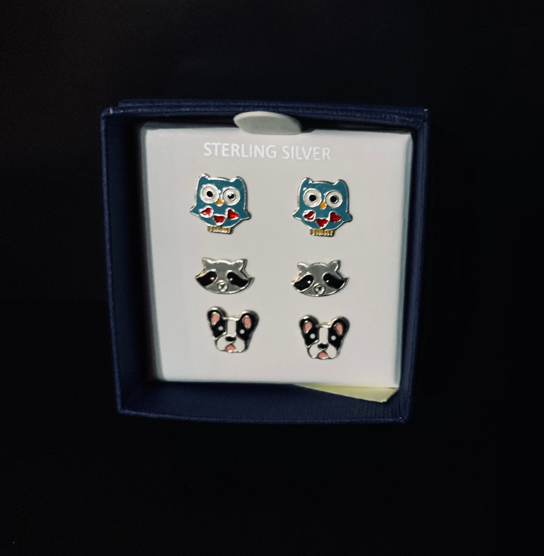 Owl/Raccoon/Dog Earring Set