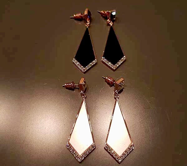 Crystal Pendant Earrings in Black or Champagne