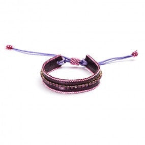 'Leotie' Leather Crystal Bracelet: Indigo