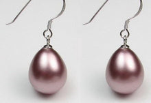 Teardrop Shell Pearl Earrings, Olive or Purple