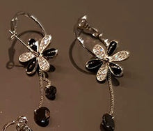 Flower Dangle Earrings with Crystals
