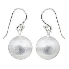 Brushed Satin Sterling Silver Spherical Dangle Earrings