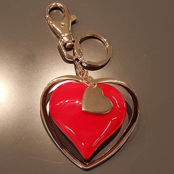 Red Heart Gold Color Plating Key Ring