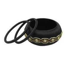 Handmade Black Embellished Bangle Bracelets (Set of 3)