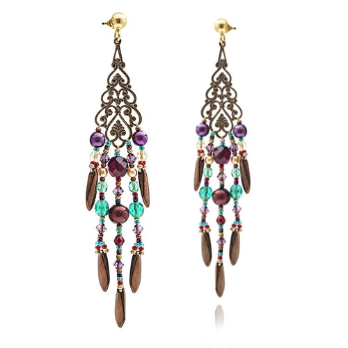 'Salome' Chandelier Earrings: Turquoise & Purple