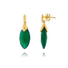 Hera Semi-Precious Stone Earrings in Green Onyx