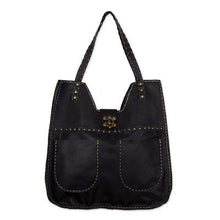 Multi Pocket Handmade Black Leather Shoulder Bag