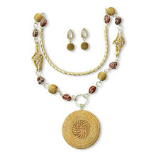 Handcrafted Golden Grass Jewelry Set with Gold Plated Accent, 'Jalapo Evolution'
