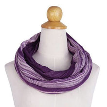 Hand Woven Infinity Scarf in Purple & White
