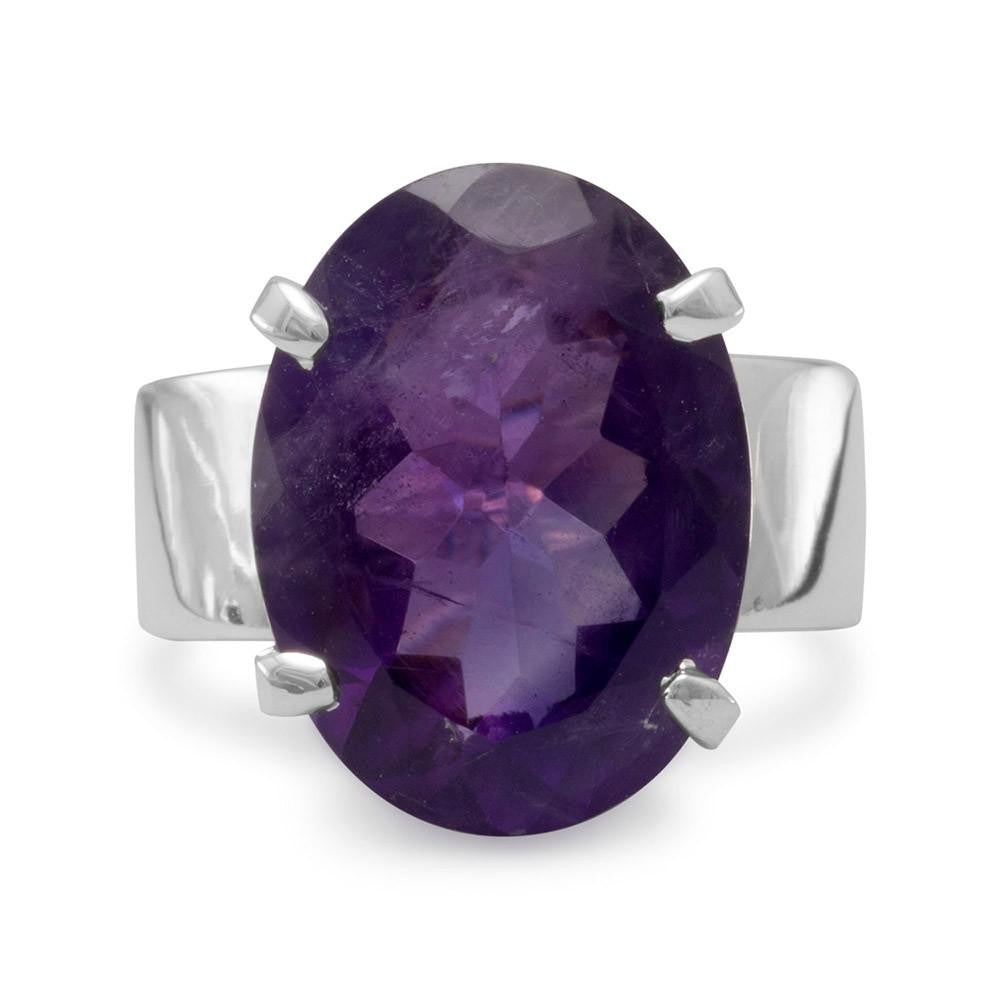 Oval Faceted Amethyst Fashion Ring