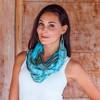 Turquoise & Taupe Rayon Blend Infinity Scarf and Shrug
