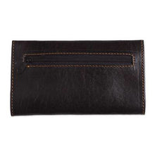 'Flower of the Earth' Brown Leather Trifold Wallet