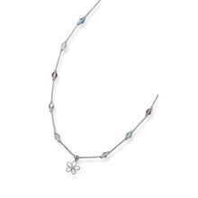 Necklace with Multicolor Crystals and Flower Charm