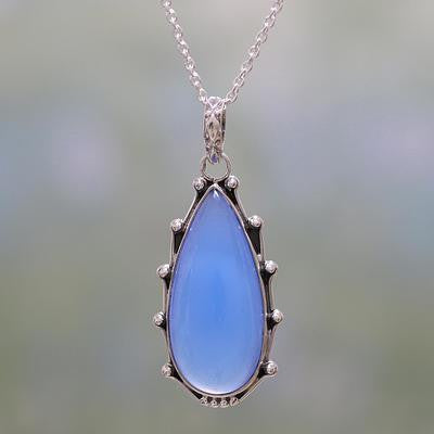 Sterling Silver & Blue Chalcedony Pendant Necklace