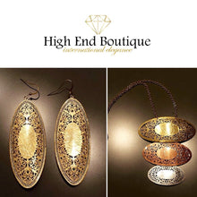 Elliptic Gold Tone Sparkle Earrings & Tri-tone Necklace Set