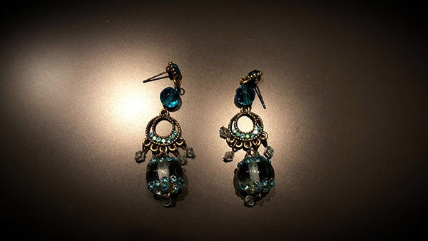 Aqua Blue Crystal Fashion Earrings