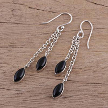 'Elegance' Black Onyx and Sterling Silver Dangle Earrings