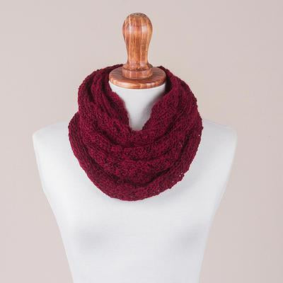 'Mysterious Burgundy'  Hand Crocheted Alpaca Neck Warmer