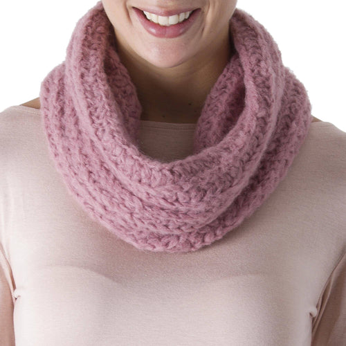 Crocheted 100% Alpaca Neck Warmer in Dusty Rose