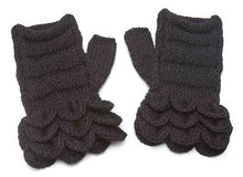 Black Hand Knitted 100% Alpaca Fingerless Mittens