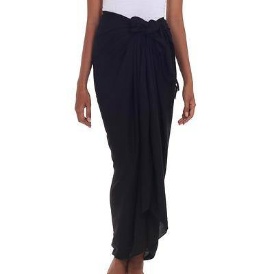 'Midnight in Bali' Traditional Balinese Fashion Black Rayon Sarong
