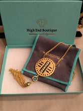 'Feodora' Tassle Necklace in Gold Aqua