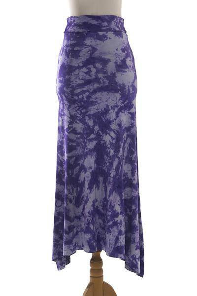'Aspiring Purple' Tie Dye Long Rayon Skirt