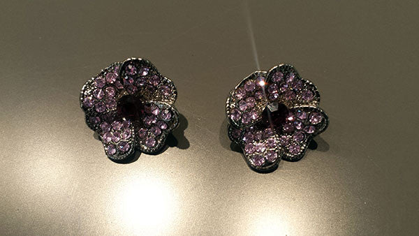 Amethyst & Purple Crystal Flower Earrings