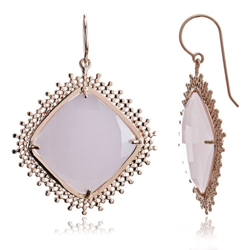 Aurelia' Square Earrings: Rose, Pink Chalcedony