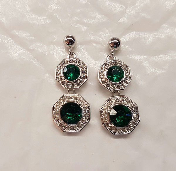 Green Crystal Celebration Earrings