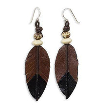 Handmade 'Feather Leaf' Leather Earrings