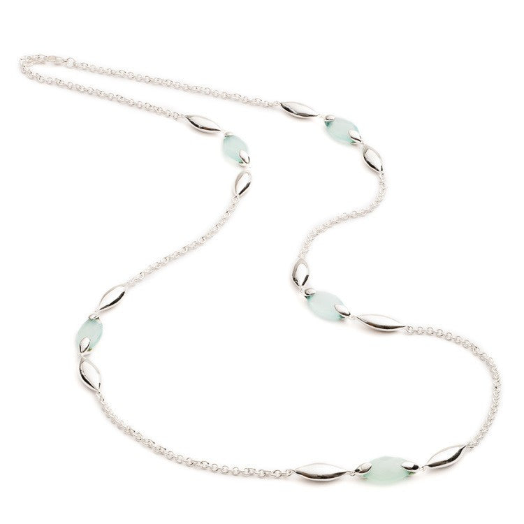 Hera Long Gemstone Necklace: Silver Aqua