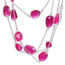 Pink Quartz and Sterling Silver 36" Station Necklace