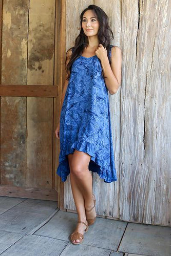 Blue Batik Sleeveless Sundress