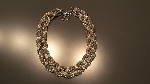 Braided Necklace in Rhodium Plating Color