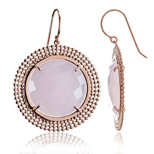 Cassia' Circular Earrings: Pink Chalcedony