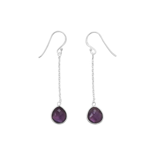 Amethyst Chain Drop Earrings